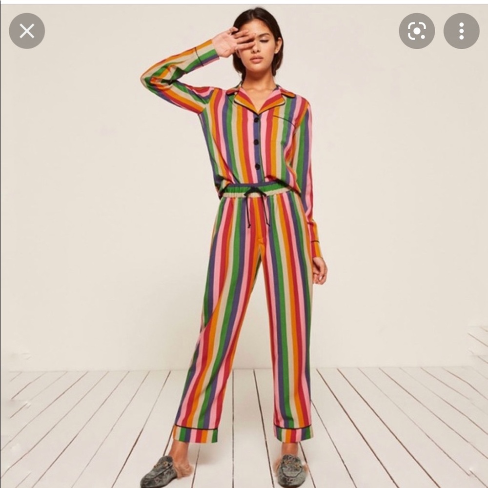 Reformation rainbow pajamas set